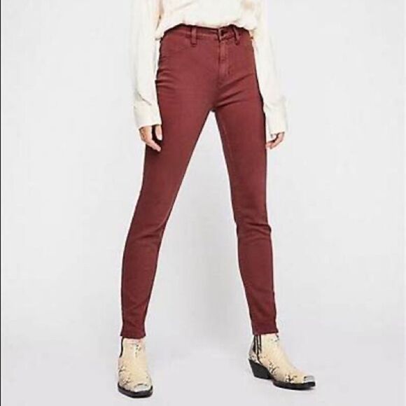 NWT Free People We The Free Red High Rise Skinny Jeans Size 26 - Picture 1 of 14